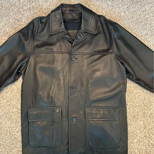 Coach Black Leather Military Jacket